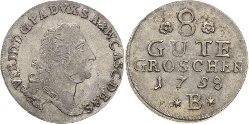 Anhalt-Bernburg
Viktor Friedrich 1721-1765 8 Gute Groschen 1758, B-Bernburg Kri...