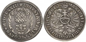 Augsburg-Stadt
 Guldentaler (60 Kreuzer) 1573. Mit Titel Maximilian II Forster 77 Davenport 3 Sehr selten. Sehr schön-vorzüglich/vorzüglich