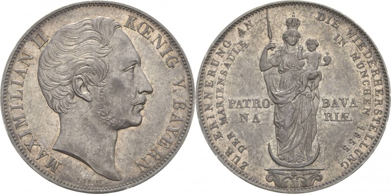 Bayern
Maximilian II. Joseph 1848-1864 Doppelgulden 1855, München Mariensäule A...