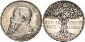 Bayern
Prinzregent Luitpold 1886-1912 Silbermedaille 1911 (Lauer) 90. Geburtstag. Brustbild nach links / Eichenbaum zwischen 2 Zeilen Schrift. Randpu...