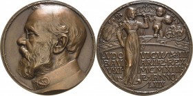 Bayern
Ludwig III. 1913-1918 Große Bronzegussmedaille 1913 (Karl Goetz) Sein Regierungsantritt. Brustbild nach links / Madonna und Putto halten Krone...