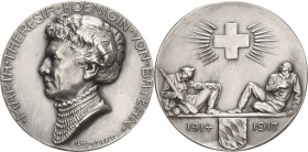 Bayern
Ludwig III. 1913-1918 Silbermedaille 1917 (H. Schwegerle) Für Verdienste um das bayerische Rote Kreuz im 1. Weltkrieg. Brustbild Maria Theresi...