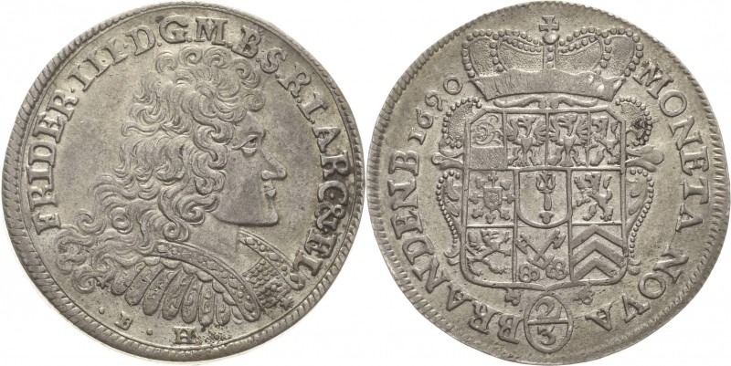 Brandenburg-Preußen
Friedrich III. 1688-1701 2/3 Taler 1690, BH-Minden v. Schrö...