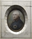 Brandenburg-Preußen
Friedrich II., der Große 1740-1786 Miniaturmalerei im Elfenbeinrahmen (Perlmutt) o.J. (ca. 2. Hälfte 19. Jh.). Brustbild halblink...