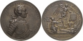 Brandenburg-Preußen
Friedrich II., der Große 1740-1786 Bronzemedaille 1757 (J.G. Holtzhey) Die Schlacht bei Prag. Brustbild nach rechts mit Lorbeerkr...