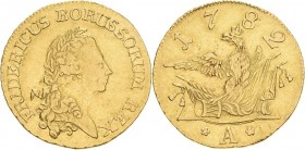 Brandenburg-Preußen
Friedrich II., der Große 1740-1786 Friedrichs d'or 1782, A-Berlin Olding 435 Kluge 112.8 v. Schrötter 394 Friedberg 2411 GOLD. 6....