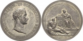 Brandenburg-Preußen
Friedrich Wilhelm III. 1797-1840 Versilberte Kupfermedaille 1815 (D. F. Loos) Vereinigung von Saarlouis mit Preußen durch den zwe...