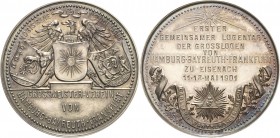 Eisenach
 Silbermedaille 1901 (unsigniert) Gemeinsamer Logentag, veranstaltet mit den Großlogen von Hamburg, Bayreuth und Frankfurt. Adler hinter den...