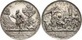 Erzgebirge
 Silbergussmedaille o.J. (nach Reinhart d. Ä.) Der Ursprung des Alten und Neuen Bundes. Moses am Berg Sinai vor einem brennenden Dornenbus...