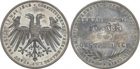 Frankfurt am Main
 Doppelgulden 1848. Erzherzog Johann von Österreich AKS 39 Jaeger 46 Kahnt 176 Davenport 644 Feine Patina, vorzüglich-Stempelglanz/...