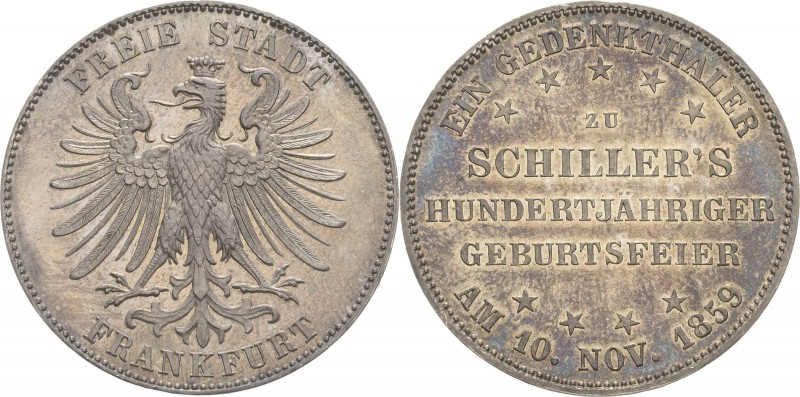 Frankfurt am Main
 Taler 1859. 100. Geburtstag von Schiller AKS 43 Jaeger 50 Ka...