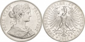 Frankfurt am Main
 Doppeltaler 1861. AKS 4 Jaeger 43 Kahnt 183 Davenport 651 Sehr schön-vorzüglich