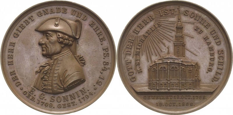 Hamburg
 Bronzemedaille 1862 (H. Lorenz) Zum Andenken an die Einweihung der St....