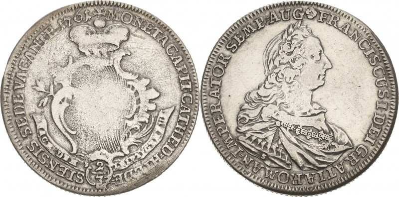 Hildesheim-Bistum
Sedisvakanz 1761-1763 2/3 Taler 1761. Mit Titel und Porträt F...