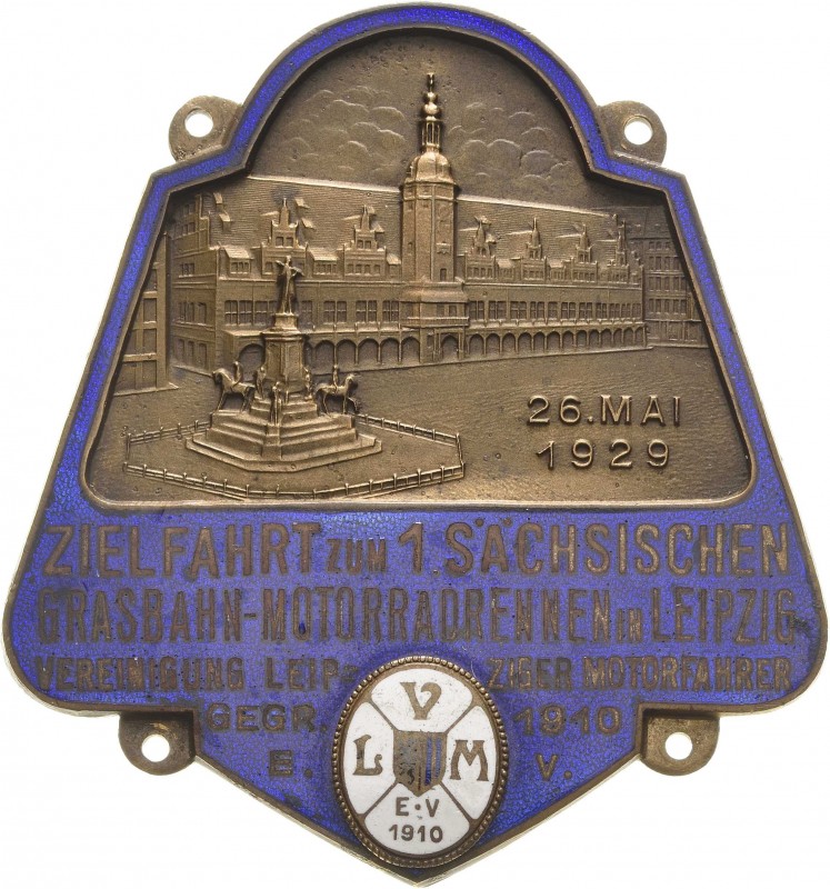 Leipzig
 Einseitige emaillierte Bronzeplakette 1929 (Brehmer, Markneukirchen) Z...