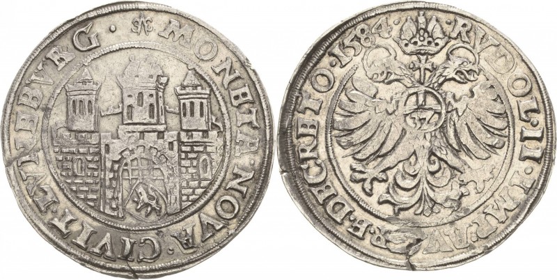 Lüneburg
 Taler 1584. Mit Titel Rudolf II. Stadtansicht Stoess 125 b Mader 302 ...