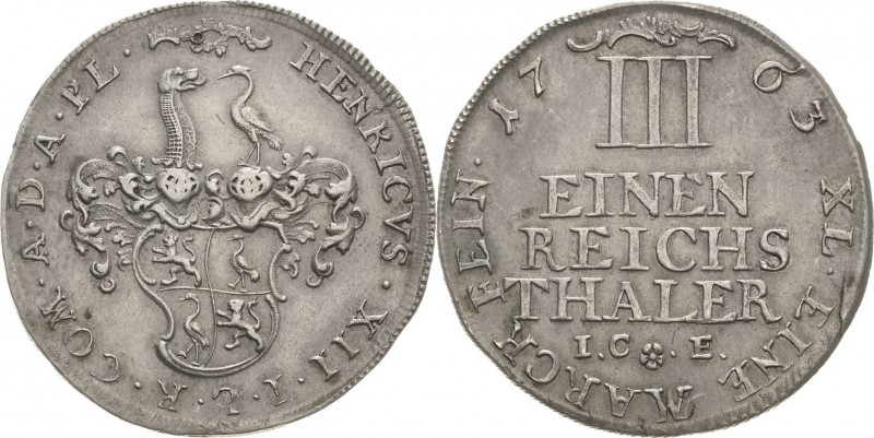 Reuss-Jüngere Linie - Schleiz
Heinrich XII. 1744-1784 1/3 Taler 1763, ICE-Saalf...