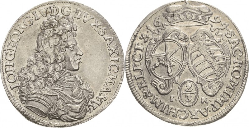 Sachsen-Kurlinie ab 1547 (Albertiner)
Johann Georg IV. 1691-1694 2/3 Taler 1694...