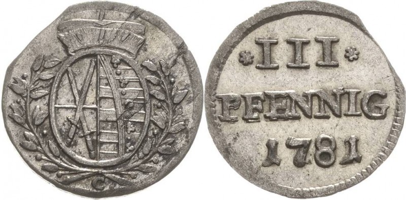 Sachsen-Kurlinie ab 1547 (Albertiner)
Friedrich August III. 1763-1806 3 Pfennig...