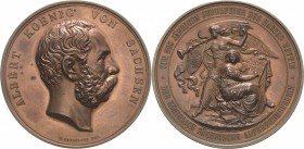 Sachsen-Kurlinie ab 1547 (Albertiner)
Albert 1873-1902 Bronzemedaille 1889 (Max Barduleck) 800 Jahre Haus Wettin, gewidmet vom sächsischen Altertumsv...
