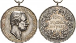 Sachsen-Kurlinie ab 1547 (Albertiner)
Friedrich August III. 1904-1918 Silbermedaille o.J. (1905) (M. Barduleck) Dem besten Schützen. IV. Klasse. Kopf...