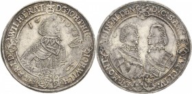 Sachsen-Altenburg 1603-1672
Johann Philipp, Johann Wilhelm, Friedrich Wilhelm II. 1625-1632 Taler 1630, WA-Saalfeld Revers mit sichtbaren Händen Schn...