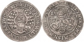 Sachsen-Weimar (Alt-Weimar) 1572-1603
Friedrich Wilhelm und Johann 1573-1602 1/4 Taler 1585, liegendes B mit Eichel-Saalfeld Koppe 49 Slg. Merseburge...