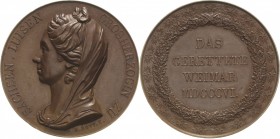 Sachsen-Weimar-Eisenach
Carl August 1775-1828 Bronzemedaille 1806 (A. Bovy) "Das gerettete Weimar". Brustbild der Großherzogin Luise mit Schleier nac...
