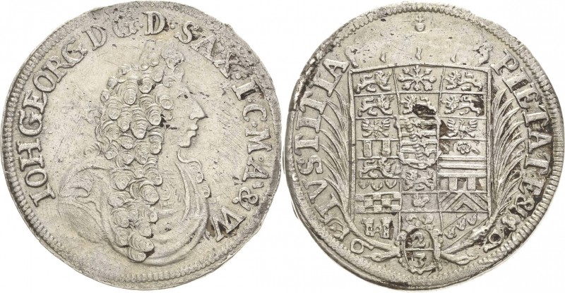 Sachsen-Eisenach
Johann Georg II. 1680-1698 2/3 Taler 1691, Rautenblatt-Eisenac...