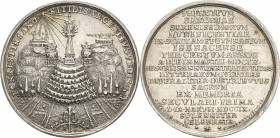 Sachsen-Eisenach
Johann Wilhelm 1698-1729 Silbermedaille 1709 (Wermuth) 100-Jahrfeier des Eisenacher Gymnasiums. Auf einem Hügel stehender Obelisk mi...