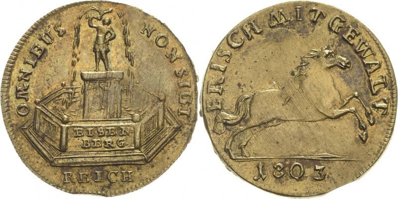 Sachsen-Eisenberg
 Messing-Rechenpfennig 1803 (Reich) OMNIBUS NON SIBI. Brunnen...