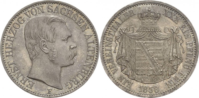 Sachsen-Altenburg
Ernst I. 1853-1908 Taler 1858, F-Dresden AKS 61 Jaeger 113 Ka...