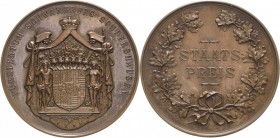 Schwarzburg-Sondershausen
Karl Günther 1880-1909 Bronzemedaille o.J. Staatspreis. Großes Wappen mit Schildhaltern im Wappenmantel / 2 Zeilen Schrift ...