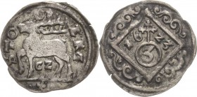 Stolberg-Stolberg
Wolfgang Georg 1615-1631 Dreier 1623, CZ-Stolberg Friederich 1887 Müseler - Selten. Vorzüglich