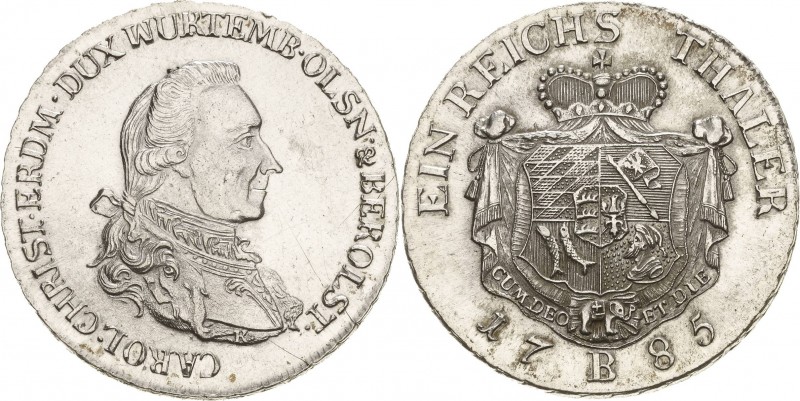 Württemberg-Öls
Karl Christian Erdmann 1744-1792 Taler 1785, B-Breslau Klein/Ra...