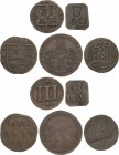 Allgemeine Lots
Lot-5 Stück Harz - Rechenpfennig 1765, Johann Anton Pfeffer. Hildesheim - Bronzezeichen 1603 und 1658 - Torzeichen für 3 Pferde und M...