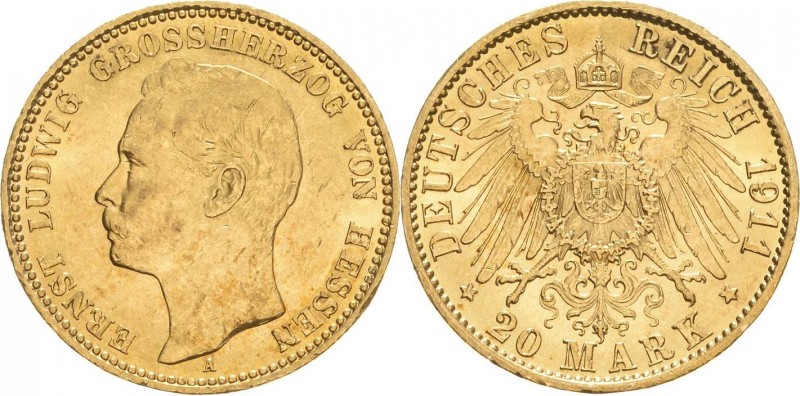 Hessen
Ernst Ludwig 1892-1918 20 Mark 1911 A Jaeger 226 GOLD. Fast vorzüglich/v...