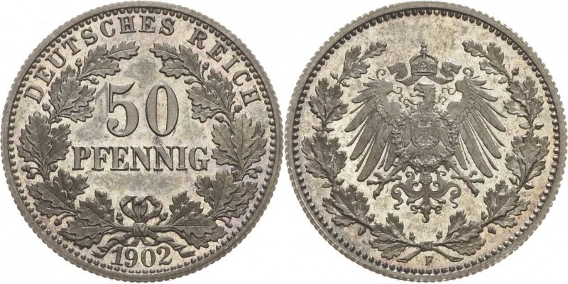 Kleinmünzen
 50 Pfennig 1902 F Jaeger 15 Prachtvolles Exemplar mit herrlicher P...