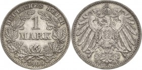 Kleinmünzen
 1 Mark 1909 E Jaeger 17 Selten. Avers kl. Kratzer, fast vorzüglich