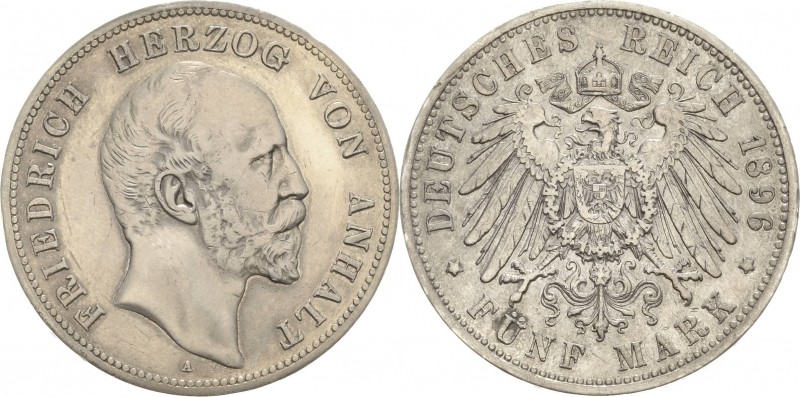 Anhalt
Friedrich I. 1871-1904 5 Mark 1896 A 25-jähriges Regierungsjubiläum Jaeg...