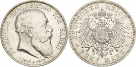 Baden
Friedrich I. 1856-1907 5 Mark 1907 (G) Auf seinen Tod Jaeger 37 Vorzüglich-Stempelglanz