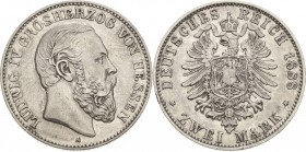 Hessen
Ludwig IV. 1877-1892 2 Mark 1888 A Jaeger 68 Selten. Kl. Randfehler, sehr schön+