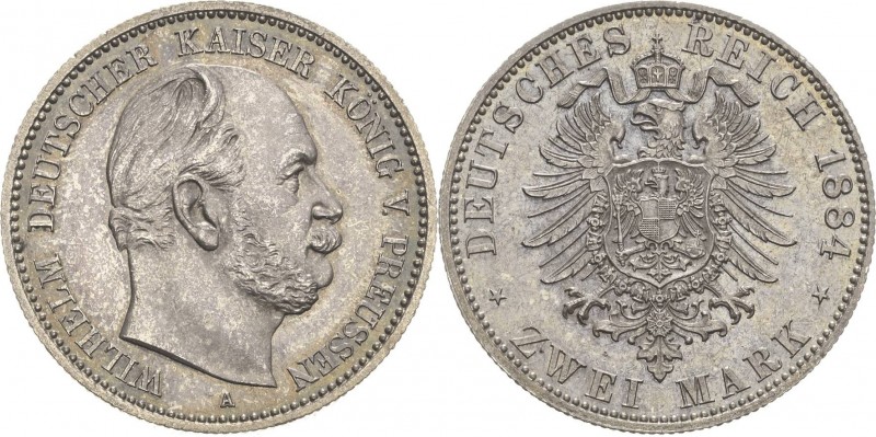 Preußen
Wilhelm I. 1861-1888 2 Mark 1884 A Jaeger 96 Feine Patina, vorzüglich-p...