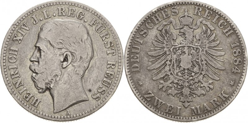 Reuss-Jüngere Linie
Heinrich XIV. 1867-1913 2 Mark 1884 A Jaeger 120 Schön-sehr...