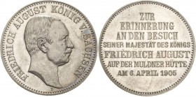 Sachsen
Friedrich August III. 1904-1918 Gedenkprägung in 2 Mark-Größe 1905 E Münzbesuch Jaeger 137 Vom Erstabschlag. Feine Patina, vorzüglich-Stempel...