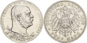 Sachsen-Altenburg
Ernst 1853-1908 5 Mark 1903 A Regierungsjubiläum Jaeger 144 Randfehler, fast vorzüglich