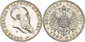 Sachsen-Meiningen
Georg II. 1866-1914 5 Mark 1901 D 75. Geburtstag Jaeger 150 Fast vorzüglich/vorzüglich