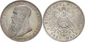 Sachsen-Meiningen
Georg II. 1866-1914 3 Mark 1915 (D) Auf seinen Tod Jaeger 155 Feine Patina, fast vorzüglich/vorzüglich-prägefrisch