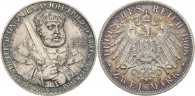 Sachsen-Weimar-Eisenach
Wilhelm Ernst 1901-1918 2 Mark 1908 (A) Universität Jena Jaeger 160 Feine Patina, vorzüglich-prägefrisch