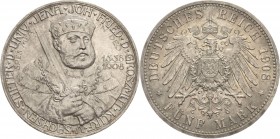 Sachsen-Weimar-Eisenach
Wilhelm Ernst 1901-1918 5 Mark 1908 (A) Universität Jena Jaeger 161 Min. Randfehler, vorzüglich-Stempelglanz